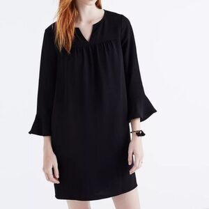 Madewell Black Starland Bell-Sleeve Dress